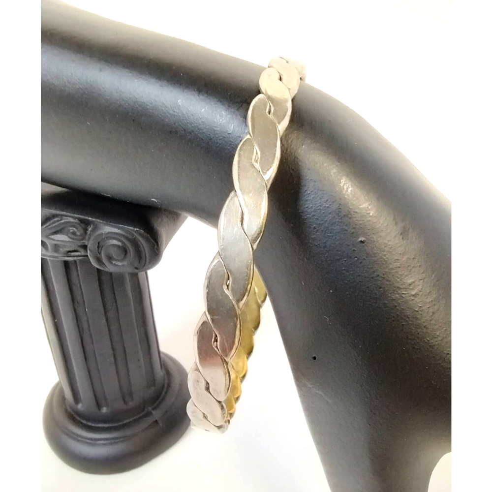Taxco Mexican Sterling Silver Bangle Bracelet, Vintage Pre-1948, Braided Design